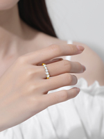 黄金填充珠宝工厂定制Bijoux 5宝石硅石钻石女性奢华结婚戒指14k黄金填充