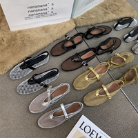 Ballerines en résille pour femmes, ballerines à boucle, chaussures décontractées pour tous les jours