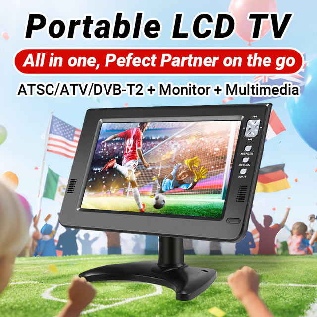 10 Inch Smart Television Compact Small Lcd Support ATSC DVB-T2 Football Cup 1500mAh Battery Pocket Tv