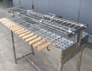 Multiuso in acciaio inox BBQ singolo carbone verticale Pan-fritto di <span class=keywords><strong>carne</strong></span> allo spiedo rosaia girarrosto Kit BBQ Grill - Product Image 3