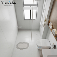 Base de douche rectangulaire en marbre sur mesure, antidérapante, avec drain en acier inoxydable