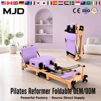 Mesin Reformer Pilates Kayu Portabel Terlaris Peralatan Pilates Studio Profesional Grosir Logo Kustom Bersertifikat CE