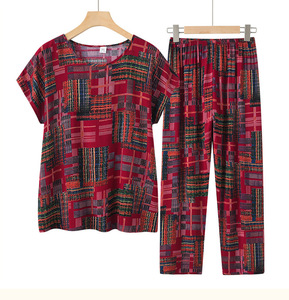 Set di pigiami <span class=keywords><strong>estivi</strong></span> a manica corta da <span class=keywords><strong>donna</strong></span> in <span class=keywords><strong>cotone</strong></span> di seta <span class=keywords><strong>vestiti</strong></span> per la casa larghi di grandi dimensioni da esterno - Product Image 4