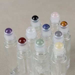 Vente chaude verre Transparent 10ml cristal de guérison pierres semi-précieuses naturelles huile essentielle pierres précieuses bouteilles à bille roulante - Product Image 5