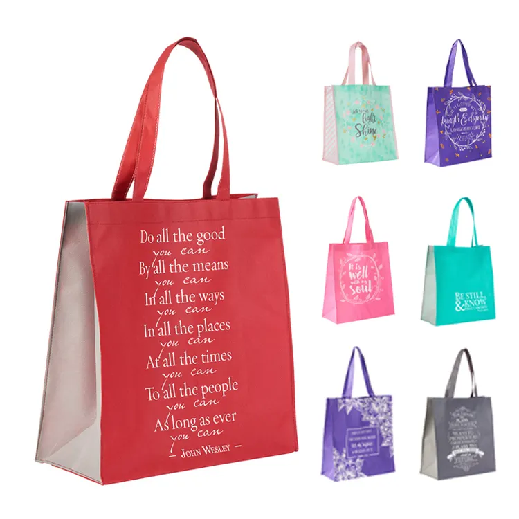 Bolsa de compras no tejida reutilizable promocional impresa personalizada bolsa de tela no tejida respetuosa con el medio ambiente con logotipo