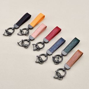 Custom Logo Leather Keychain Pendant Leather Personalized Model Text Keyring Sturdy <b>Metal</b> Hook Key Strap for Business Gift Daily - Product Image 2