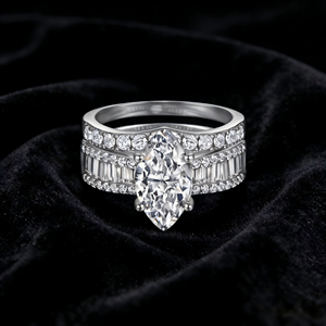Luxury Marquise Cut 3ct White Gold Colour <b>Iced</b> Out Promise <b>Ring</b> in Silver - Product Image 4
