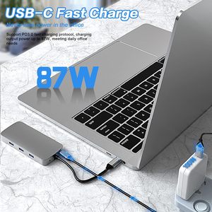 Chất lượng cao 8 trong 1 USB-C HUB <span class=keywords><strong>Adapter</strong></span> Type-C dữ liệu USB C Docking Station USB Hub đối với MacBook Air Dell Lenovo nhôm - Product Image 2