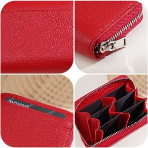 Baelerry Women's <b>Wallet</b> Genuine Leather RFID Blocking Compact Card <b>Holder</b> Red Blue - Product Image 5
