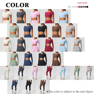 Damen Zweiteiliges Sport-Set: Langarm-Sweatshirt Crop Top, High Waist Leggings – Ideal für Fitness, Yoga und Sport - Product Image 3