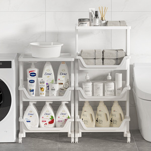 Étagère de rangement mobile multi-niveaux en plastique, du sol au plafond, pour salle de bain, support pour clés et outils, pour usage en salle de bain - Product Image 2