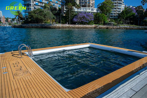 GREEN Inflatable Water Floating Fishing Dock Inflatable Sofa Platform Swimming Pool <strong>Pontoon</strong> With Net - Product Image 3