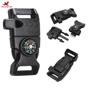 Compass Flint Scraper <b>Fire</b> Starter Whistle Buckle for Bracelet Outdoor Camping Emergency Survival Travel RTS Bulk Mixed Order - Product Image 1