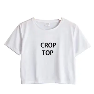 Hot Selling 100% cotton Short Sleeve Crop Top Tshirts Workout Fitness Running Women Gym Crop Top T Shirt