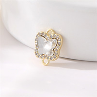 Connecteurs de bijoux en zircon plaqué or 14 carats, design tendance lune, étoile et papillon, deux anneaux, pour la fabrication de bijoux - Vente en gros