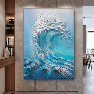 <b>Framed</b> Ocean Wave Oil Painting Impressionism Style Modern Minimalist Living Room Decor Durable <b>Wall</b> Art for Home Interior - Product Image 2