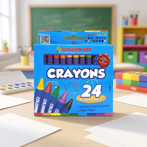 COLORMATE Juego de 24 Crayones de Cera Borrables No Tóxicos, Pasteles al Óleo para Pintura Artística, Empaque Personalizado, Venta Directa al Mercado Americano - Product Image 3