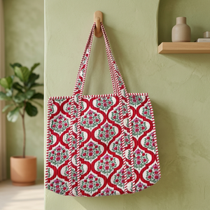 Sacs de rangement traditionnels indiens faits à la main en coton 100% imprimé à la main, matelassés, grande capacité - Product Image 3