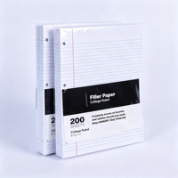 Papier de remplissage ligné à 3 trous, lignage collège et lignage large, 200 feuilles (400 pages), 8,5 x 11 pouces, recharge pour classeurs à 3 anneaux