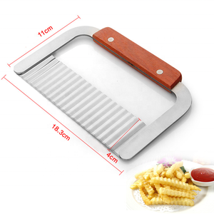 Potato Chip <strong>Crinkle</strong> <strong>Cutting</strong> Tool French Fry Slicer Stainless Steel Blade Wooden Handle Vegetable Salad Chopping <strong>Knife</strong> - Product Image 2