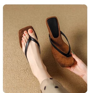 Sandales élégantes à bout carré et strass pour femme, talon bas, forme spéciale, mode estivale - Product Image 6