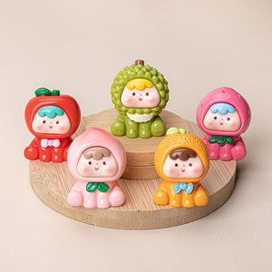Cachorro de fruta genuina, accesorios DIY, piezas de resina, par de colgantes de llavero, bonitas bolsas ciegas, estatuas de figuras de juguete, regalos pequeños Moli para niños - Product Image 1