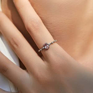 Women's <b>925</b> <b>Silver</b> Morganite <b>Ring</b> Round Brilliant Cut Diamond Prong Setting Romantic Engagement Gemstone <b>Ring</b> - Product Image 5