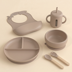 Produits pour bébés personnalisés OEM ODM, cadeaux, ensembles de repas pour enfants, sans BPA, bol et cuillère pour nouveau-nés, ensemble de vaisselle en silicone pour bébés - Product Image 2