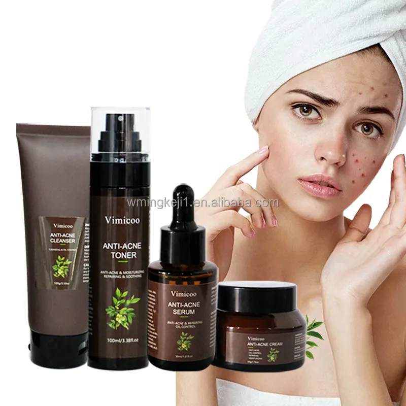 ODM OEM koreanisches Gesichtshaut-Set Anti-Akne-Set Teebaum Linderung Hautverrötung Salicylsäure Aknebehandlung Hautpflege-Sets