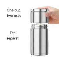 Taza Aislada con Separación de Té y Agua, Portátil, de Acero Inoxidable 316, para Hombres y Mujeres