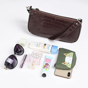 Women's Vintage Retro Mini Crossbody Shoulder <strong>Bag</strong> Crocodile Pattern Soft PU Leather Nylon Lining Chain Strap Buckle Closure - Product Image 4