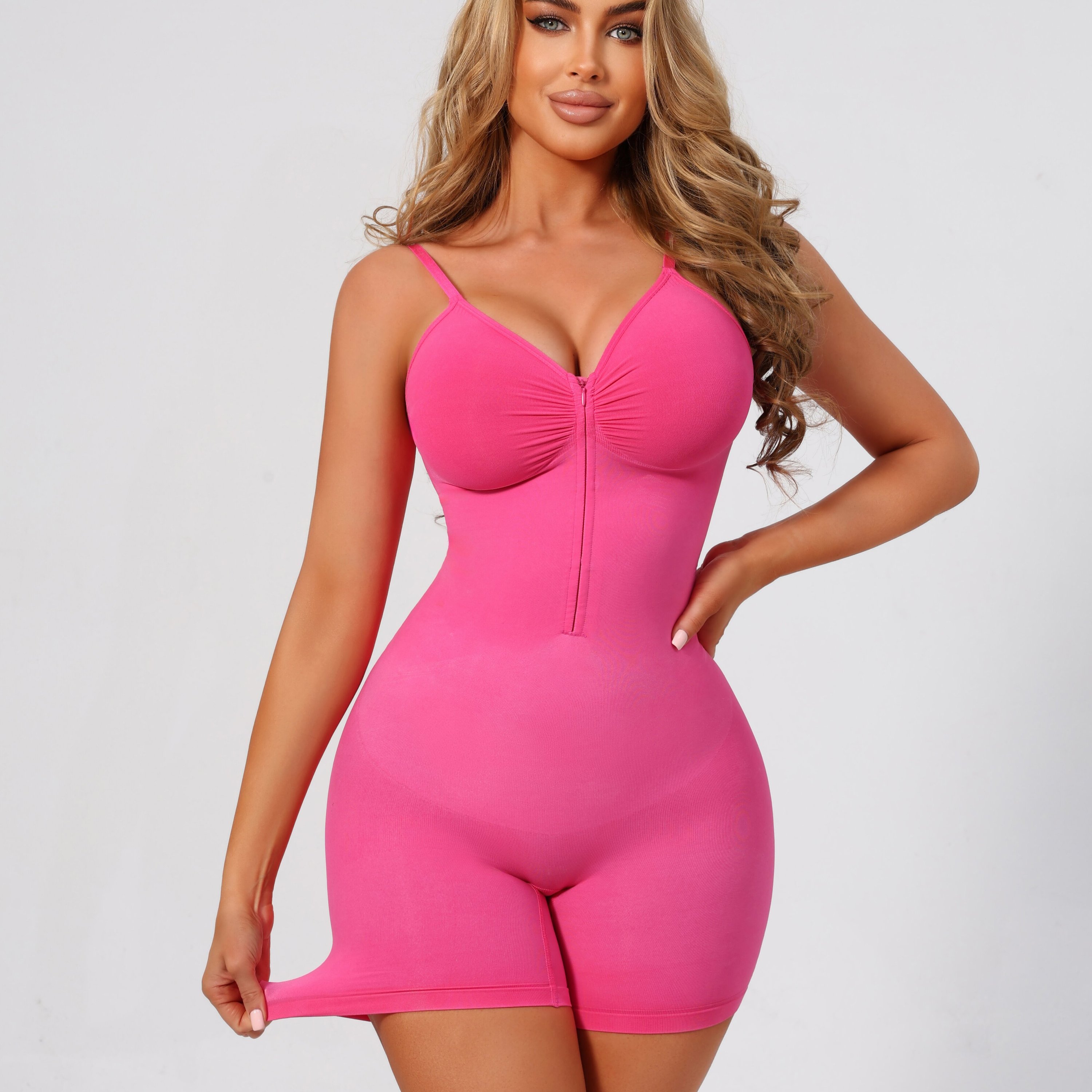 Zipper-Front Non-Slip Shapewear Bodysuit: colour and size-option reference for private-label production