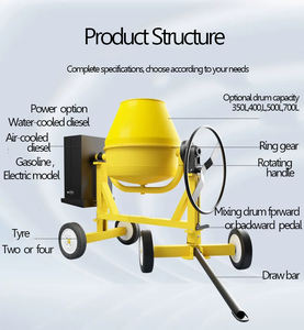 Betoniera Portatile Mini da 4-5m3 con Motore Diesel CM350-2C con Motore da 6HP - Product Image 5