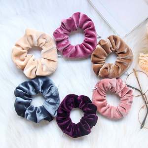 Katı renk fermuar depolama saç bağları bant aksesuarları Bun lastik toka Zip cep fermuar ile Scrunchy kadife Scrunchies - Product Image 4