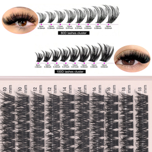 200 Piezas de Pestañas en Racimo Personalizables de 10 Líneas, 10p-150p, Curvatura D, Longitud Mixta para Looks Naturales a Dramáticos, Pestañas en Abanico - Product Image 2