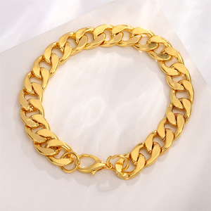 Pulsera de Cadena Dorada Tiyo para Hombre, Diseño Geométrico Hexagonal, Aleación de Zinc, Joyería de Moda, Estilo Hip Hop, Pulsera de Eslabones Anchos - Product Image 1