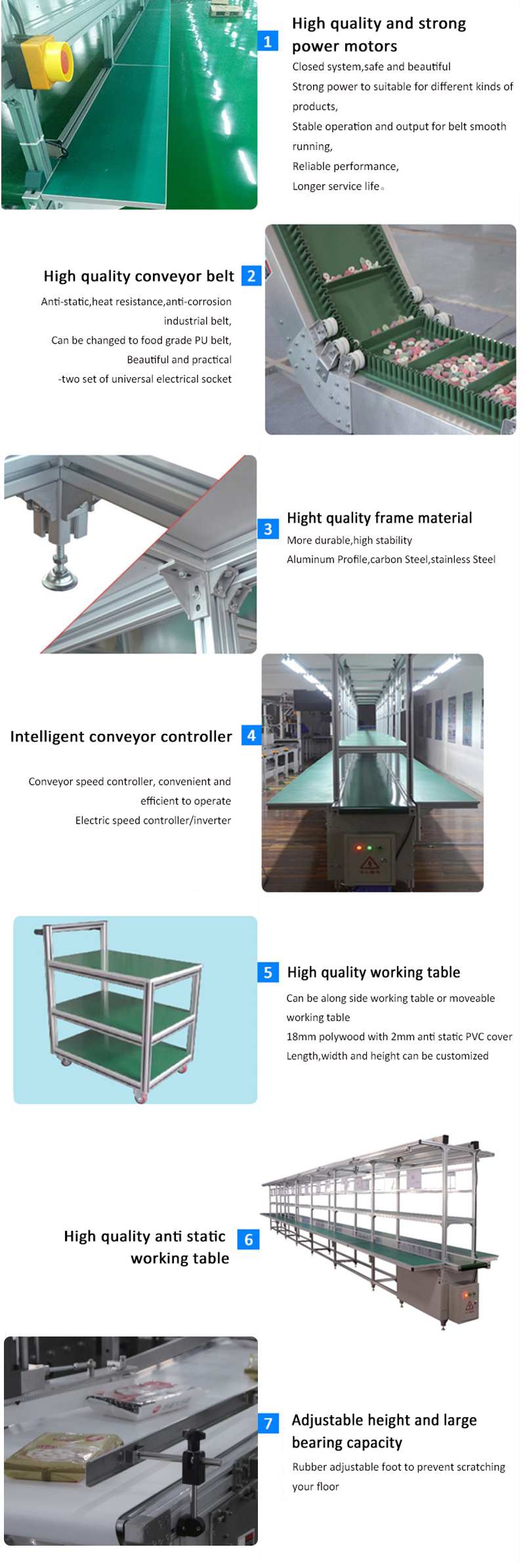 Double Side Assembly Line Pipe Work Table ESD For Workshop Conveyor