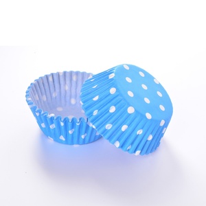 Pastel de cumpleaños con estampado de lunares azules chengkehome decorado con cupcakes desechables a prueba de grasa - Product Image 1