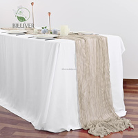 Chemin de table en gaze de coton vert sauge, style bohème rustique, aspect lin, pour la décoration de mariage, de Thanksgiving et de fêtes
