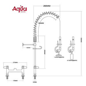 Robinet de cuisine robuste pour pré-rinçage, robinet commercial pour restaurant, mini robinet de pré-rinçage pour cuisine, robinet à poser sur comptoir pour hôtels, bars, cafés - Product Image 2