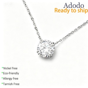 Collier ras du cou minimaliste en or 14 carats rempli, avec moissanite VVS GRA taille ronde 1ct 2ct, style solitaire diamant, tendance pour femme - Product Image 1