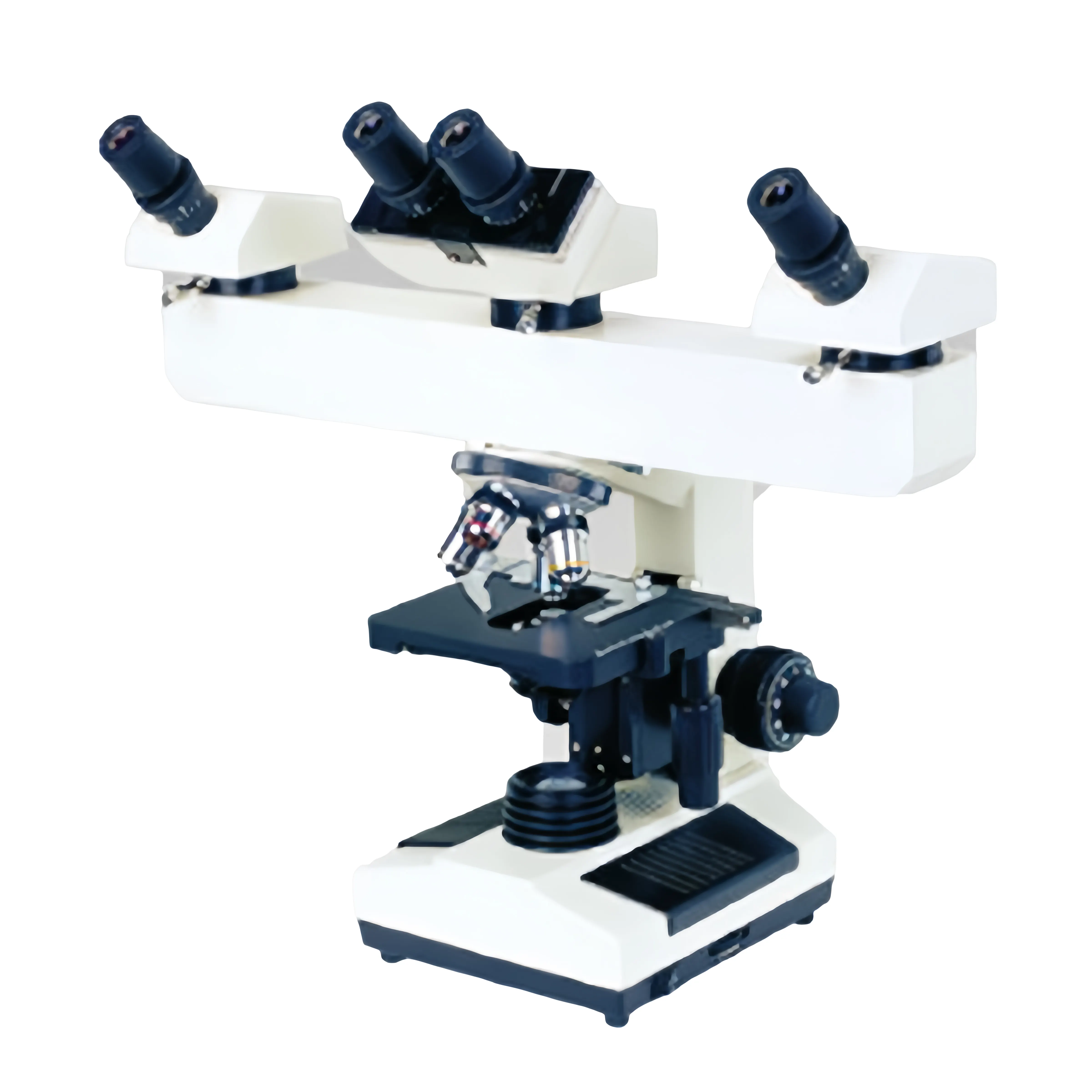 実験装置広視野接眼レンズ4X10X 40X100Xプロフェッショナル3人がMuti Head Viewing BiologicMicroscopeを教える