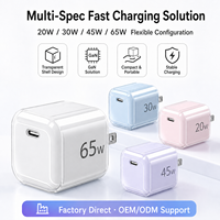 Chargeur rapide GaN 20W 30W 35W 45W 65W, chargeur PD, adaptateur de voyage portable, chargeur de téléphone portable USB-C avec câble de type C