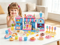 Juego de simulación de heladería con masa de colores para niños, juguete de postres DIY, arcilla de 12 colores, accesorios aleatorios, regalo de cocina de juguete para niñas