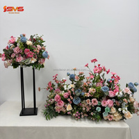 Arrangement floral artificiel rose et bleu de haute qualité SMS, boule de fleurs en spray pour centre de table de mariage et banquet