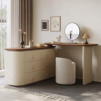 Coiffeuse en bois de style moderne avec miroirs de maquillage à LED et tiroirs pour chambre et appartement, idéale pour le coiffage