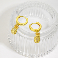 Mode 18K Verguld Fruit Oorbellen Ananas Populaire Hoepel Oorbel Accessoires Voor Vrouwen