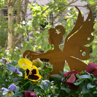 Décoration de jardin féerique vintage, imperméable, écologique, en fer forgé, à piquer dans le sol |   Silhouette de fée en acier corten rouillé pour jardin et pelouse