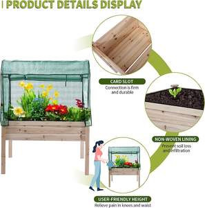 Lit de jardin surélevé avec pieds et couvercle d'écran Boîtes de jardin surélevées pour couverture de serre de jardinage protégée Capacité de 330lb - Product Image 5