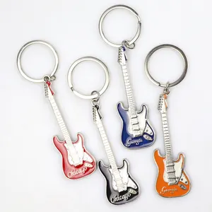 Hersteller Gitarren form Schlüssel anhänger Bier öffner Benutzer definiertes Logo Metall 3D Flaschen öffner Schlüssel bund